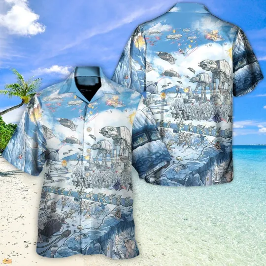 Discover Disney Star Wars Train Yourself To Let Go Aloha Blue Hawaiian Shirt