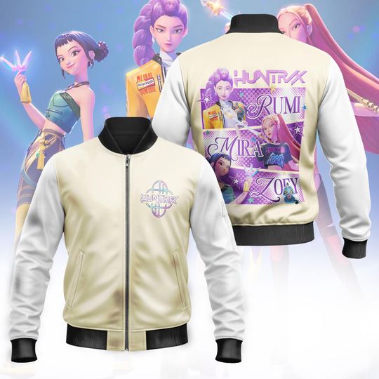 Huntrix Kpop Demon Hunters Bomber Jacket, Custom Huntrix Bomber Jacket, Huntrix Halloween Cosplay Costume, Kpop Demon Hunters Merch Jacket