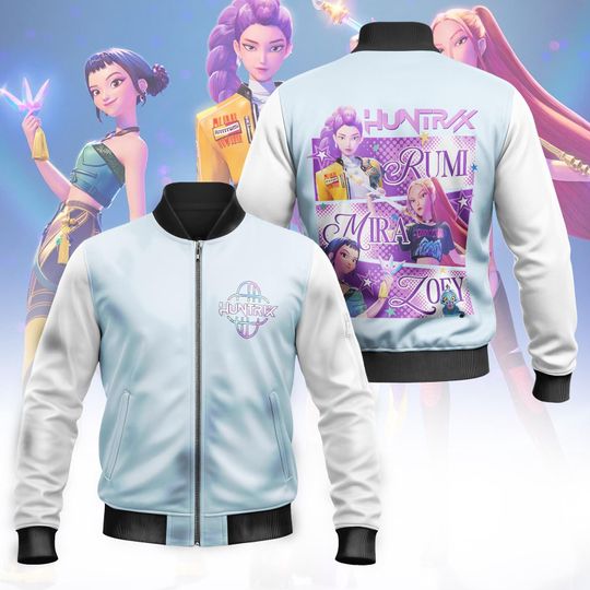 Huntrix Kpop Demon Hunters Bomber Jacket, Custom Huntrix Bomber Jacket, Huntrix Halloween Cosplay Costume, Kpop Demon Hunters Merch Jacket