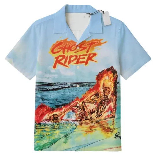 Discover Disney Marvel Ghost Rider Chill On Beach Vintage Hawaiian Shirt