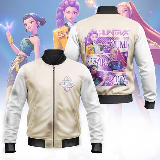 Huntrix Kpop Demon Hunters Bomber Jacket, Custom Huntrix Bomber Jacket, Huntrix Halloween Cosplay Costume, Kpop Demon Hunters Merch Jacket