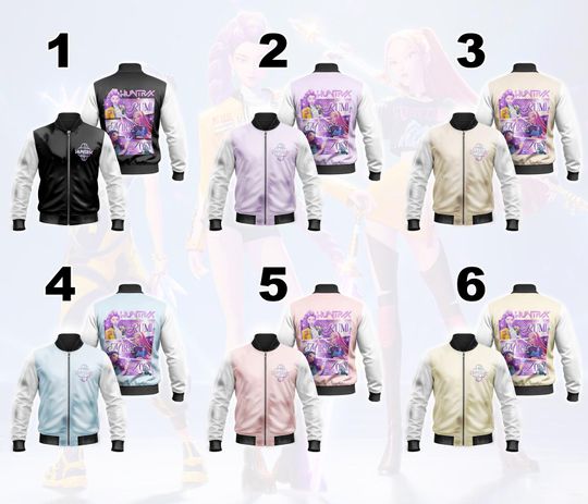 Huntrix Kpop Demon Hunters Bomber Jacket, Custom Huntrix Bomber Jacket, Huntrix Halloween Cosplay Costume, Kpop Demon Hunters Merch Jacket