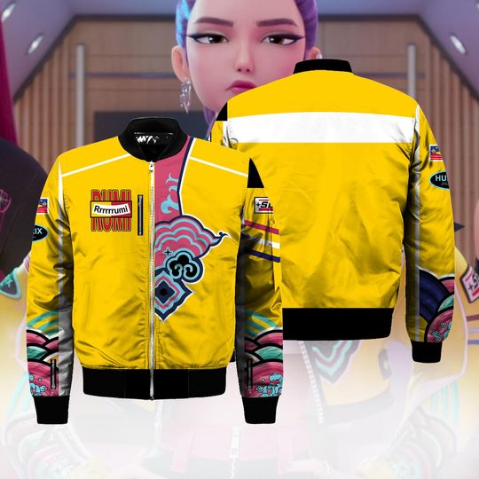 Rumi Huntrix Bomber Jacket, Kpop Demon Hunters Cosplay, Demon Hunters Huntrix Halloween Cosplay, Rumi Bomber Jacket, Huntrix Rumi Hoodie