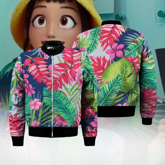 Zoey's Tropical Bomber Jacket, Zoey Floral Costume Jacket, Huntrix Zoey Halloween Costume, Kpop Demon Hunters Jacket, Zoey Cosplay Costume