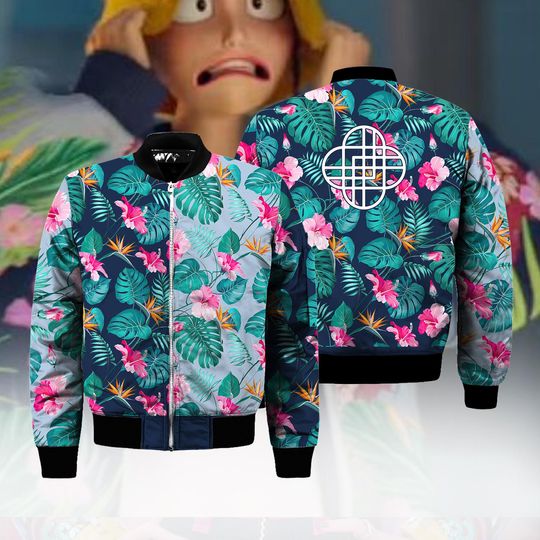 Zoey's Tropical Bomber Jacket, Zoey Floral Costume Jacket, Huntrix Zoey Halloween Costume, Kpop Demon Hunters Jacket, Zoey Cosplay Costume