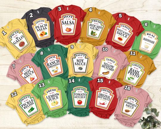 Discover Group Condiments T-Shirts, Matching Condiment Costume Party Shirt, 2024 Adults Youth Ketchup Ranch Shirts, Funny Party Shirt,Group Condiment
