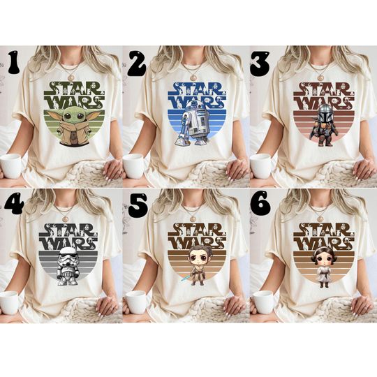 Discover Comfort Colors Disney Star Wars Characters T-Shirt, Disney Group Shirt, Star Wars Family Matching Tees, Darth Vader Shirt, Baby Yoda Shirt