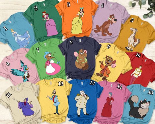 Discover Disney Cinde Characters Group Jaq Gus Custom Retro Shirt, Cinde Family Birthday Gift Adult Kid Toddler Tee