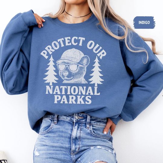 Vintage Protect our National Parks Sweatshirt, Retro Outdoor Adventure Jumper, Nature Lover Gift, Hiking Camping Sweatshirt
