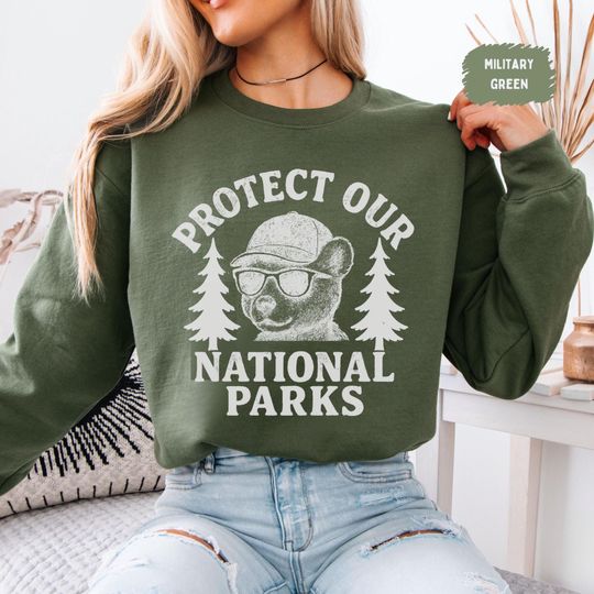 Vintage Protect our National Parks Sweatshirt, Retro Outdoor Adventure Jumper, Nature Lover Gift, Hiking Camping Sweatshirt