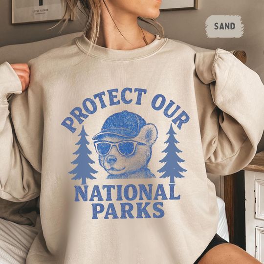 Vintage Protect our National Parks Sweatshirt, Retro Outdoor Adventure Jumper, Nature Lover Gift, Hiking Camping Sweatshirt