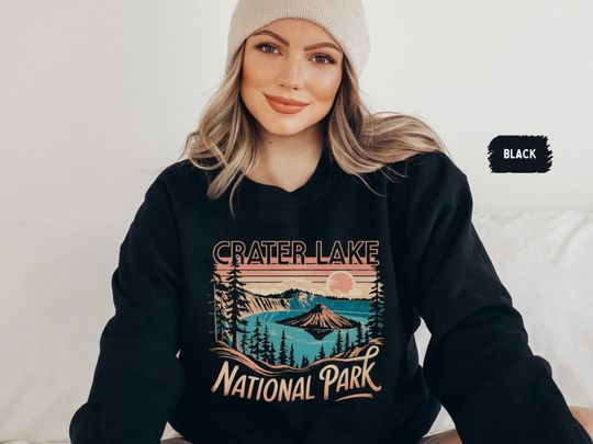 Vintage Crater Lake National Park Sweatshirt, Oregon Sweatshirt, Nature Lover Gift Outdoor Adventure Sweatshirt, Travel Gift National Park Apparel