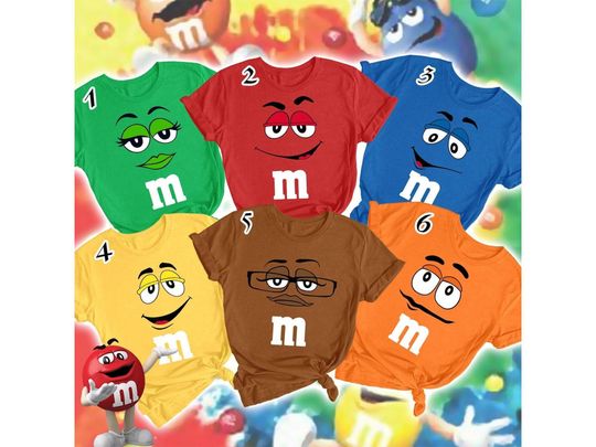 Matching Costume Shirt, M and M Tshirt, Halloween Costume Shirt, Candy Group Cosplay, M and M Candy Halloween Costume for Family Group Shirt