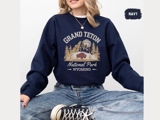 Grand Teton National Park Sweatshirt, Mountain Bison Sweatshirt, Outdoor Adventure Gift, Nature Lover Shirt, National