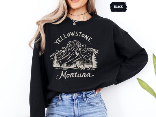 Discover Retro YStone Montana National Park Sweatshirt, Vintage YStone Sweatshirt, National Park Jumper, Cozy Outdoor Adventure