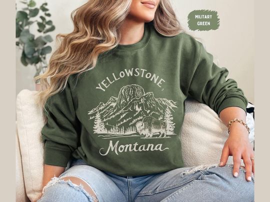 Discover Retro YStone Montana National Park Sweatshirt, Vintage YStone Sweatshirt, National Park Jumper, Cozy Outdoor Adventure
