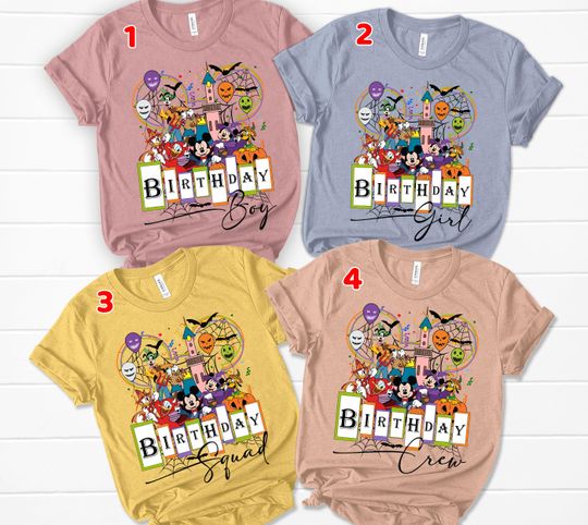 Discover Personalized Disney Halloween Birthday Shirt, Mickey and Friends Birthday, Disney Family Birthday Halloween Party, Birthday Girl Shirt