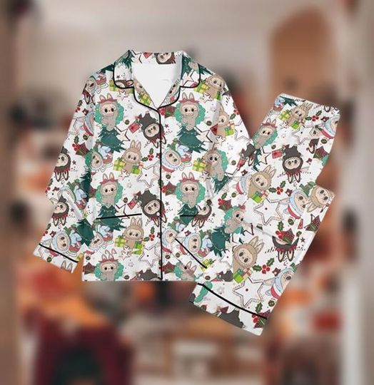 Cute Animal Christmas Pajamas Set  Festive Holiday Loungewear, Cozy Cartoon Sleepwear for Women & Men, Winter Family PJs