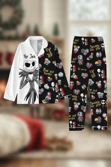 Discover Jack Skellington Pajamas, Halloween Jack Skellington Sleepwear, Nightmare Before Christmas Sleep Set, Gift For Her, Pjs Kids Gift