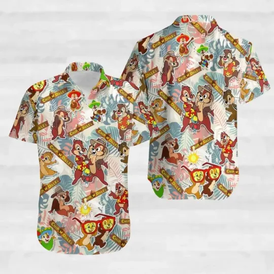Discover Disney Chip And Dale Funny Magic Kingdom Floral Hawaiian Shirt