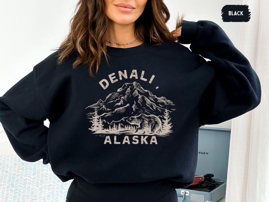 Discover Vintage Denali National Park Sweatshirt, Alaska Mountain Comfort Sweater, Explore Alaska Adventure Tee Mt. McKinley Sweatshirt, Alaska Cruise