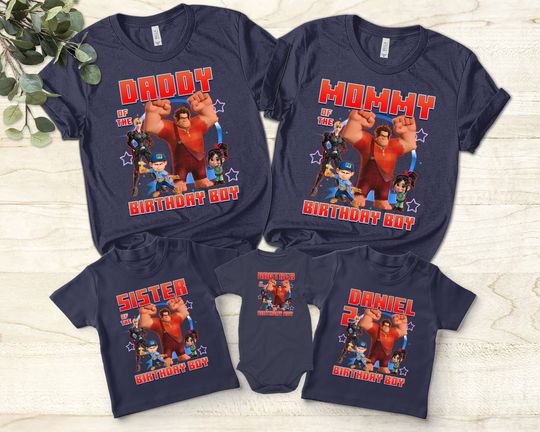 Discover Personalized Wreck-it Ralph Birthday T-Shirt, Disney Wreck-it Ralph Family shirt, Wreck-it Ralph Custom Name Age Wreck it Ralph Birthday Tee