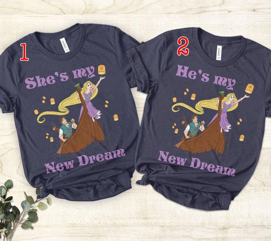 SheHe's My New Dream Couple Matching T-Shirt, Yellow Long Hair Princess Couple Valentine Shirt, Princess Valentine Gift For LoverFamily