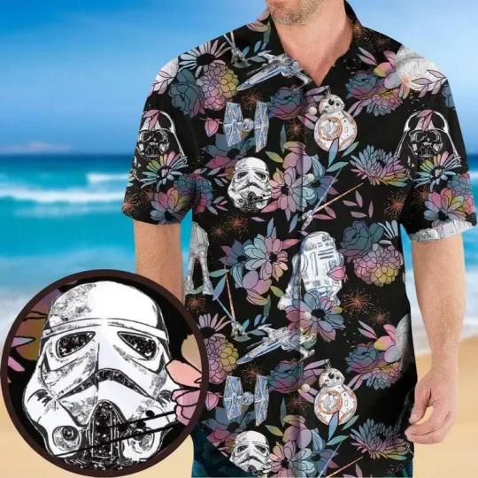 Discover Disney Star Wars Stormtrooper Dark Side Summer Floral Hawaiian Shirt