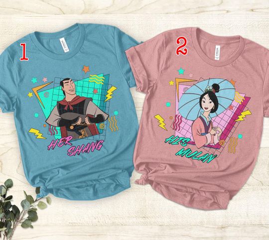 Retro 90s Disney Couples Shirt Mulan And Shang Mulan T-shirt, Disney Valentine's Day Couple Matching Tee, Magic Kingdom Disneyland Trip Gift
