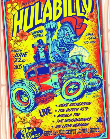 Discover Hulabilly Tiki Drink Specials June 22nd 2025 Seattle WA Poster