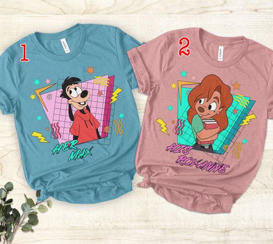 Disney His And Her Shirt, Her Max His Roxanne Couple Tee, Her Max His Roxanne Couple Tee, Disneyland Valentine's Day Tee, Disney Couple Tee