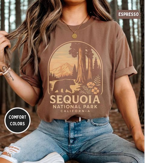 Discover Vintage Sequoia National Park Comfort Colors T-Shirt, Unisex Tee, Soft Cotton Shirt, Nature Lover Gift, Outdoor Adventure Apparel Hiking tee