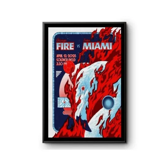 Discover Apr 13, 2025 Chicago Fire FC vs. Inter Miami CF Soldier Field Poster-Portrait