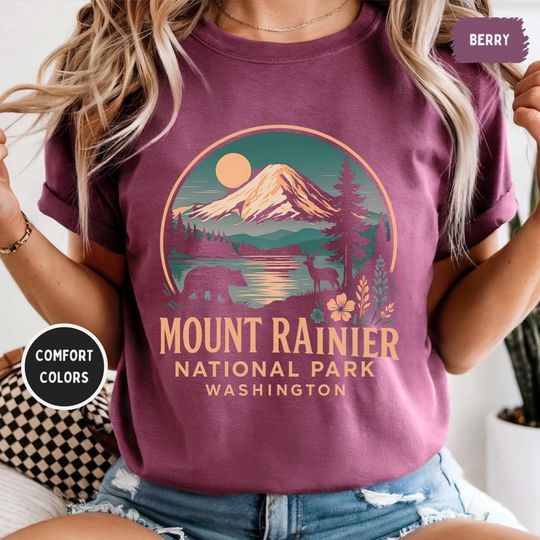 Discover Vintage Mount Rainier National Park T-shirt, Nature Lover Apparel, Washington State Tee, Outdoor Adventure gift Hiking