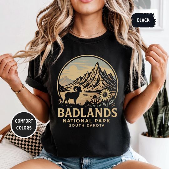 Discover Retro Badlands National Park T-shirt, Nature Lover Gift, Outdoor Enthusiast Apparel