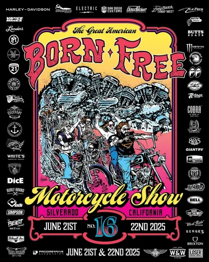 Discover Born Free Motorcycle Show Oak Canyon Park Silverado 22nd June 2025 Poster