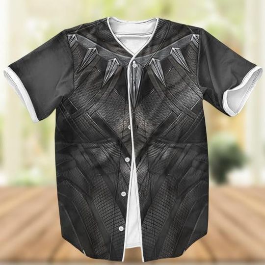 Marvel Black Panther Cosplay Baseball Jersey for Men, Wakanda Forever Movie Uniform