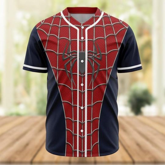 Discover Spider-Man Baseball Jersey for Men, Superhero Cartoon Jersey, Spiderman Baseball Shirt
