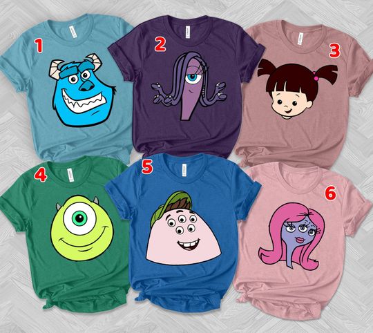 Discover Disney Monsters Inc Character Unisex T-shirt, Pixar Monsters University Shirts, Family Birthday Party Matching Shirts, Halloween Costume Tee