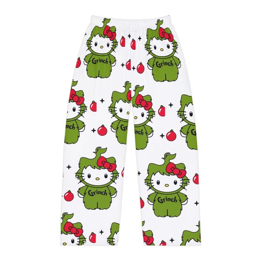 Cozy Hello Kitty Women's Pajama Pants, Holiday Lounge Sleepwear, Cute Cartoon Character PJ Bottoms, Christmas Gift