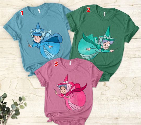 Discover Disney Sleeping Beauty Good Fairies Flora Fauna Merryweather Shirt, Magic Kingdom Unisex T-shirt Family Birthday Gift Adult Kids Toddler Tee