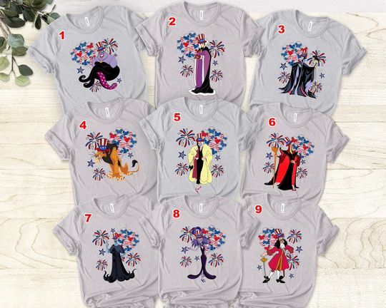 Discover Disney Villains 4th Of July Unisex T-Shirt, Independence Day Shirt, Patriotic Memorial Day Shirt, Maleficent Evil Queen Hades 4th Of July