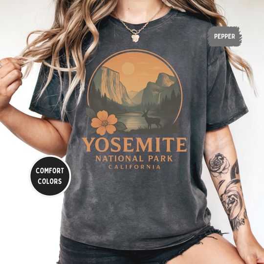 Discover Vintage Yosemite National Park T-shirt, Nature Lover Apparel, California Mountains Tee, Outdoor Adventure gift Hiking