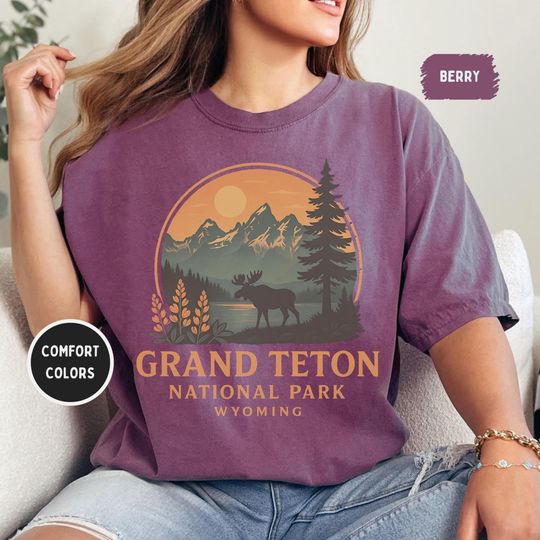 Discover Retro Gand Teton National Park T-shirt, Nature Lover Apparel, Wyoming Mountains Tee, Outdoor Adventure gift