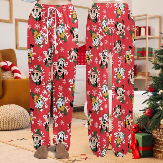 Discover Disney Mickey and Friends Christmas Pajama Pants Women's Men's Kids Holiday Loungewear