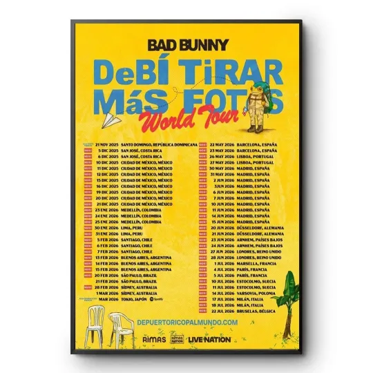 Discover Bad Bunny Debí Tirar Más Fotos World Tour 2025 2026 Poster