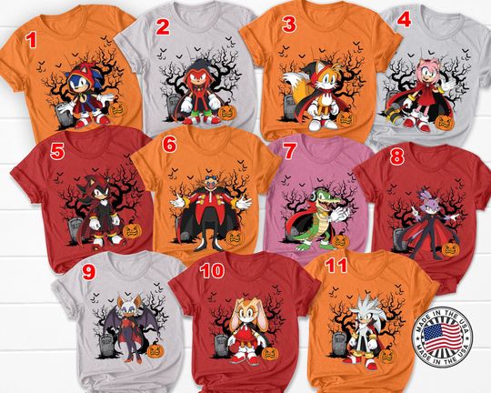 Discover Sonic the Hedgehog Halloween Shirt-Sonic Group Matching Shirt-Sonic Halloween Shirt-Sonic Birthday Shirt-Sonic Group Halloween Tee OFUO03