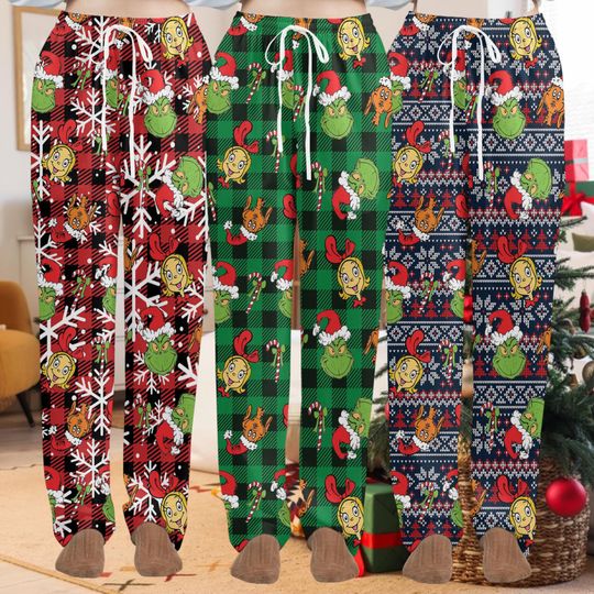 Discover Funny Character Christmas Pajama Pants for Adults and Kids, Holiday Matching Pajamas, Xmas Season Sleepwear, Christmas Gift