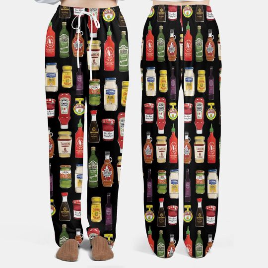 Discover Halloween Condiments Pajama Pants, Ketchup & Ranch Matching Lounge Pants, Costume Party Pajamas