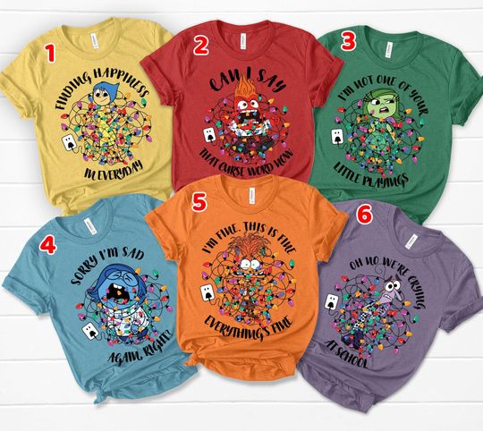 Discover Inside Out Characters Shirt, Inside Out 2 Christmas Shirt, Character Quotes Shirt, Disney Feelings Shirt, Motivational Shirt, Holiday Shirt